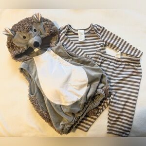 Hedgehog Baby Costume 0-6m with Striped Shirt Pant Outfit